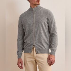 Patrick Asssraf Grey 100% Cashmere Full Zip Sweater S